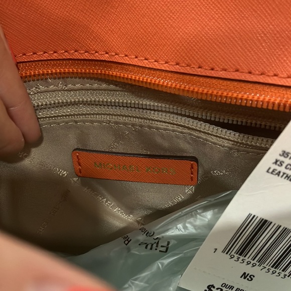 Michael Kors Jet Set Travel 35T9GTVT0L XS Convertible Top Zip Tote Tangerine - Picture 11 of 16